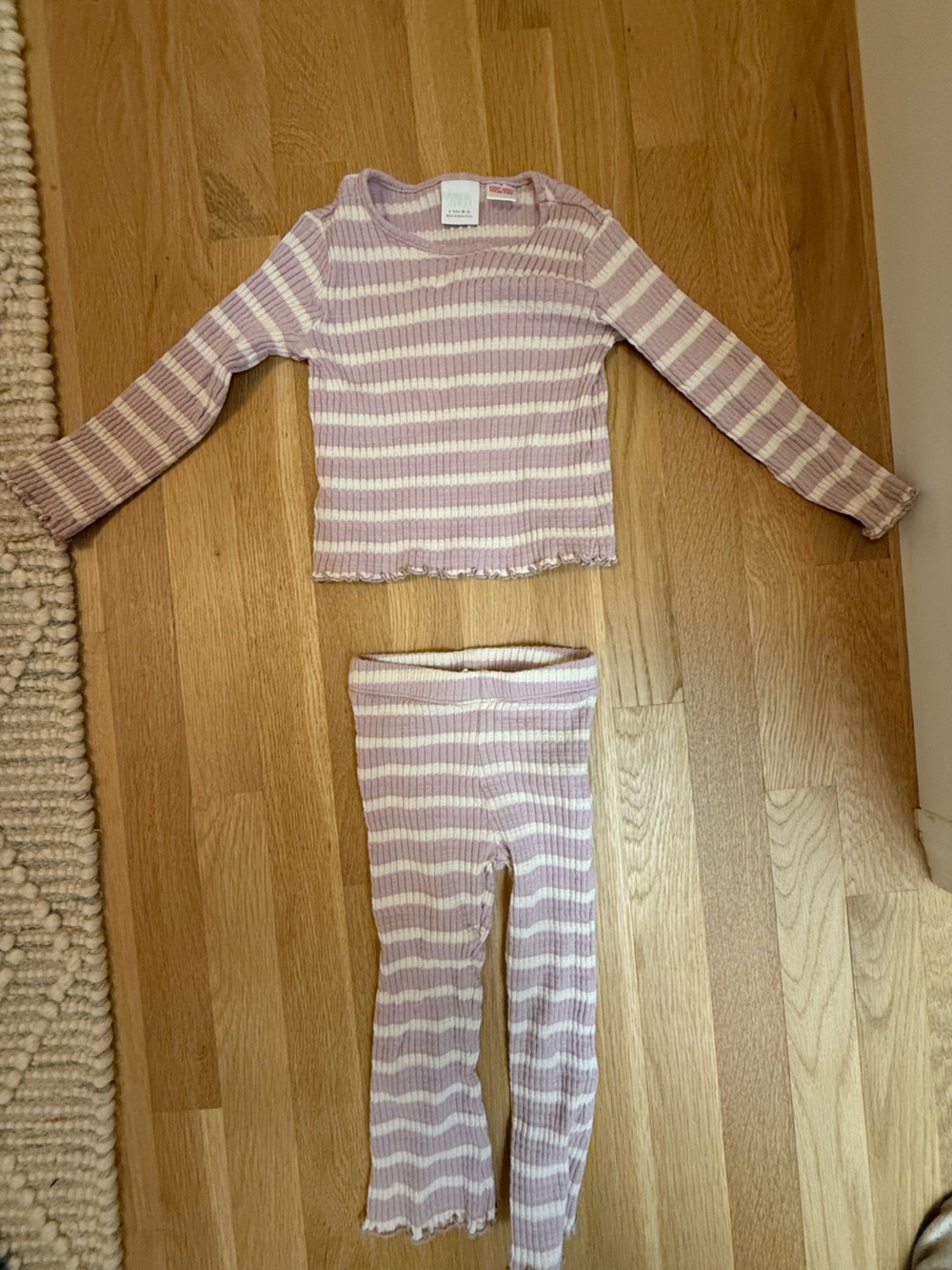 Zara Pink and Cream Striped Ribbed Matching Set